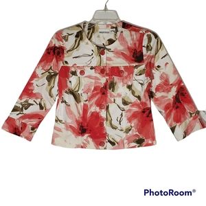 Apparenza floral print small jacket pink w/brown tones